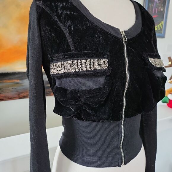 Black Velvet Jacket Size M - Picture 2 of 4